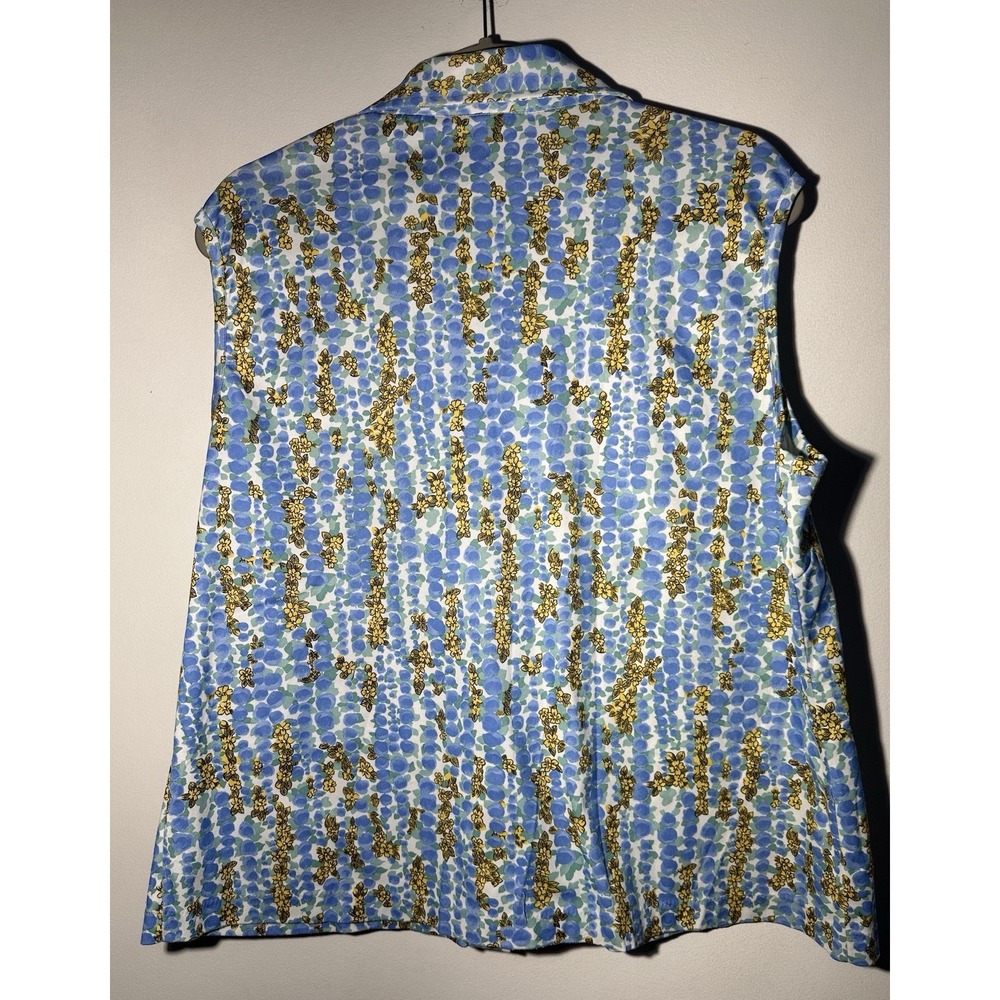 Vintage SEARS Women's Retro Top Size 42 Sleeveless Polyester Collar Button 70s - Picture 7 of 7